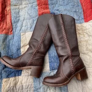 FRYE Sabrina braided campus tall leather boots size 6